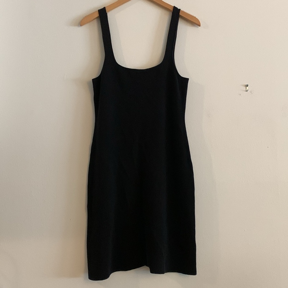 J. Crew Womens Re-imagined Squareneck Black Knit Sleeveless Mini Sweater Dress M - Picture 3 of 8